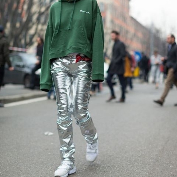 Rock out Metallic Style Satin Crop Wide Pants - Picture 10 of 12